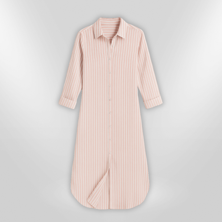 Elegant Stripet Chemisekjole for Kvinner – Perfekt for Sommeren