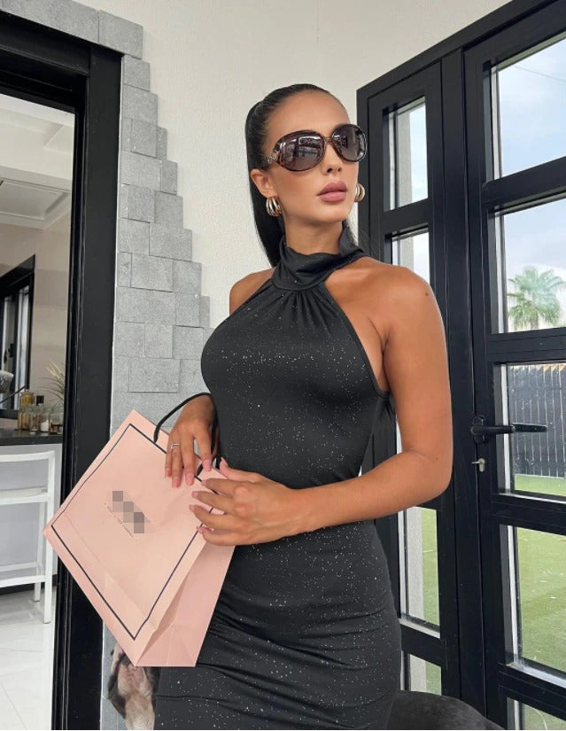 Kvinner Glitter Bodycon Festkjole – Elegant og Figurnær Stil