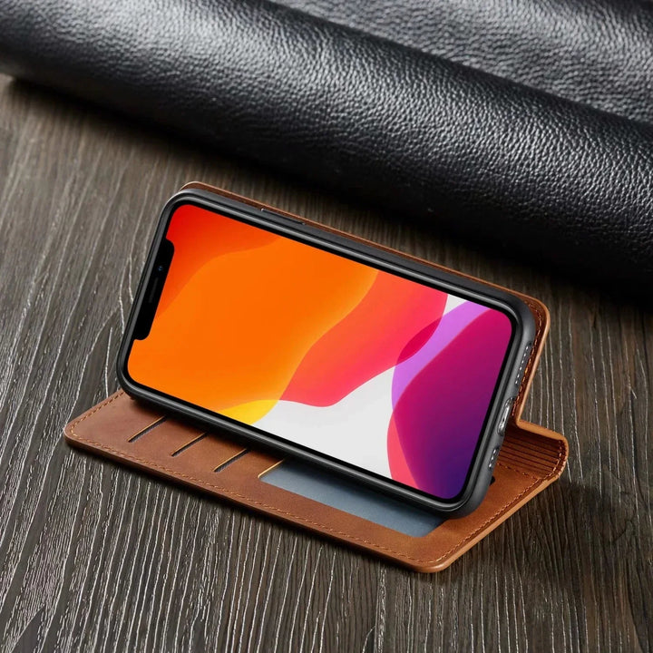 Magnetisk iPhone-deksel i Premium Lær for Menn og Kvinner