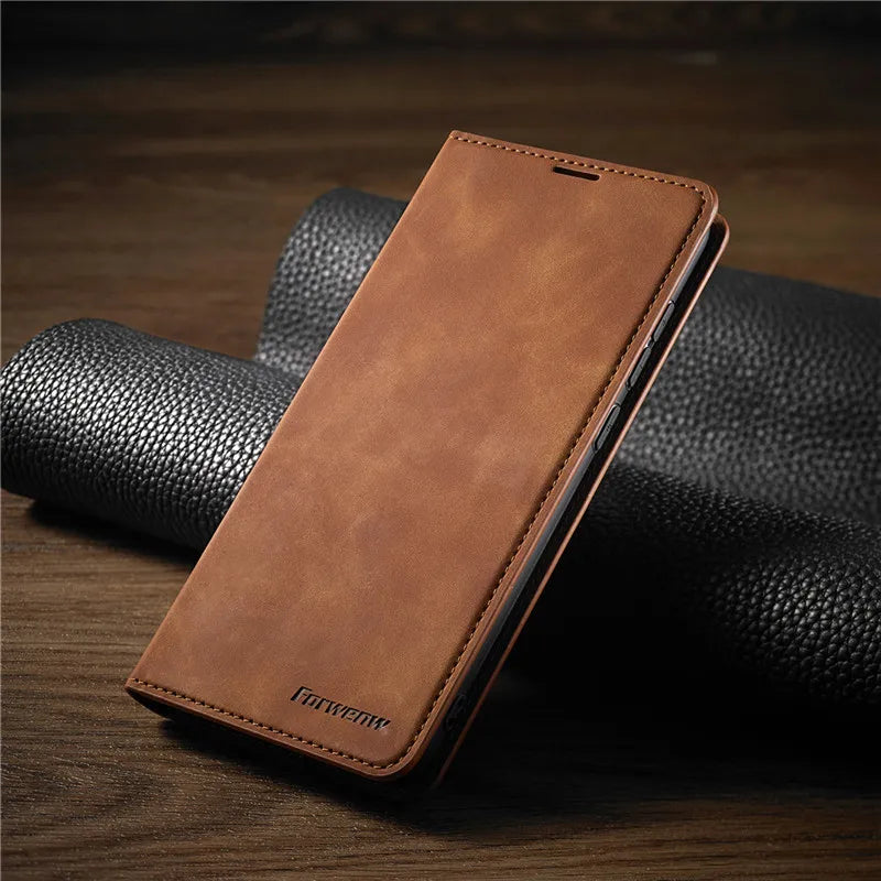 Unisex Magnetisk iPhone Cover i Læder med Præcis Pasform