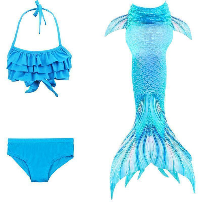 Completo bikini da sirena per bambine con pinna da pesce, per piscina e spiaggia