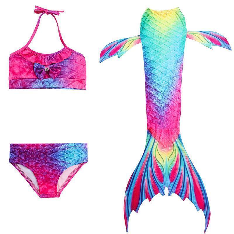 Børne Havfrue Bikinisæt med Fiskehale til Pool og Strand