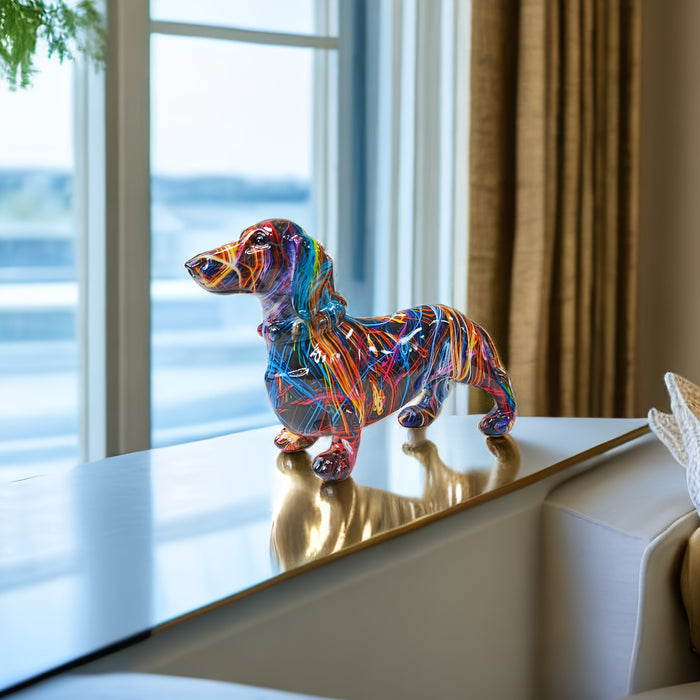 Fargerik Dachshund Figur - Lekende Hjemmedekorasjon