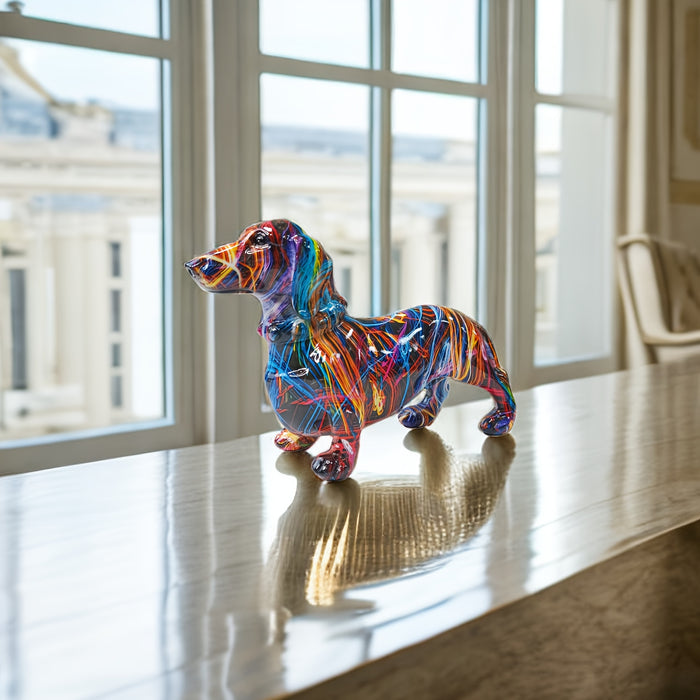 Fargerik Dachshund Figur - Lekende Hjemmedekorasjon