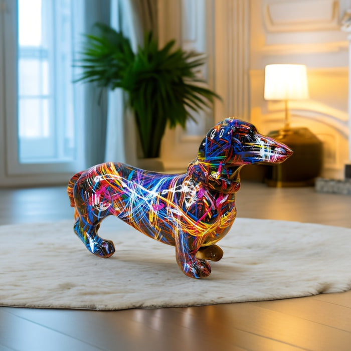 Fargerik Dachshund Figur - Lekende Hjemmedekorasjon