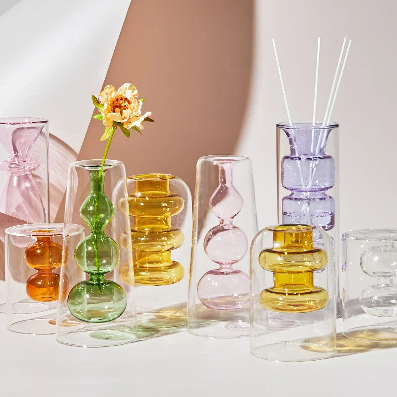 Fargerik Glassvase med Skandinavisk Design