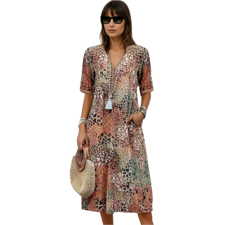 Kvinne Boho Chic Midt-lengde Kjole