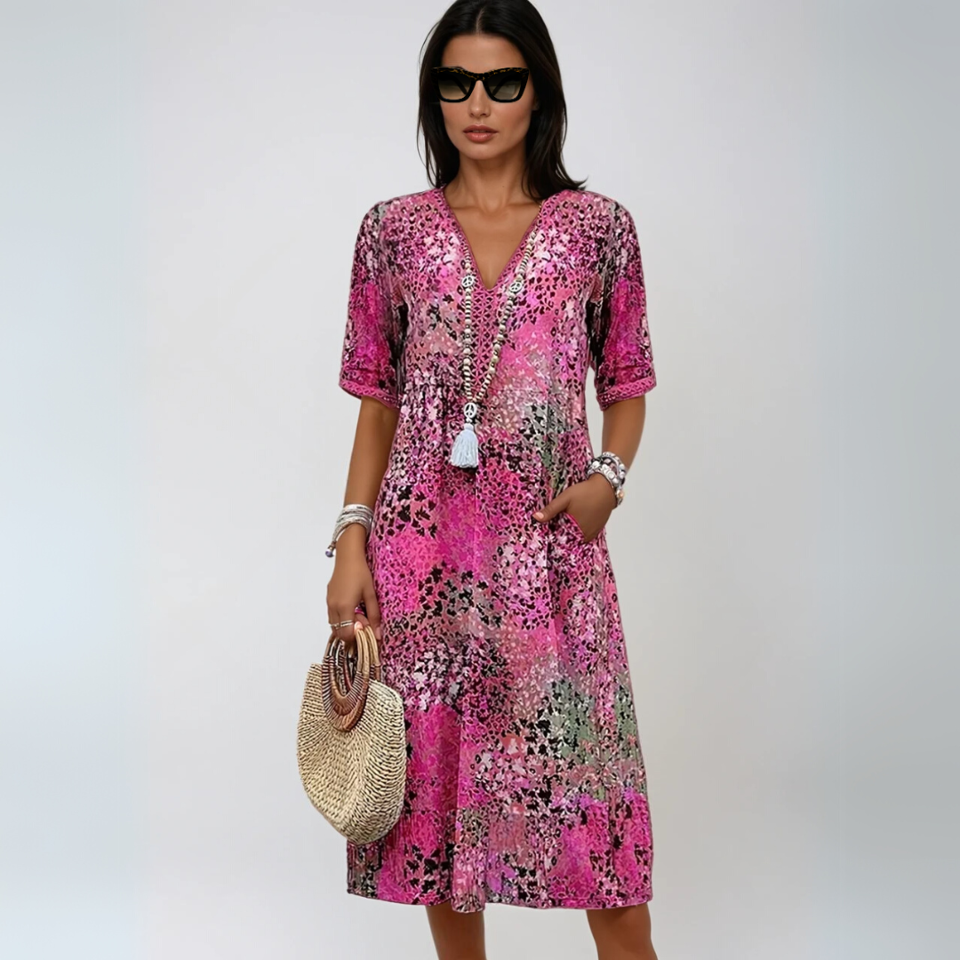 Kvinne Boho Chic Midt-lengde Kjole
