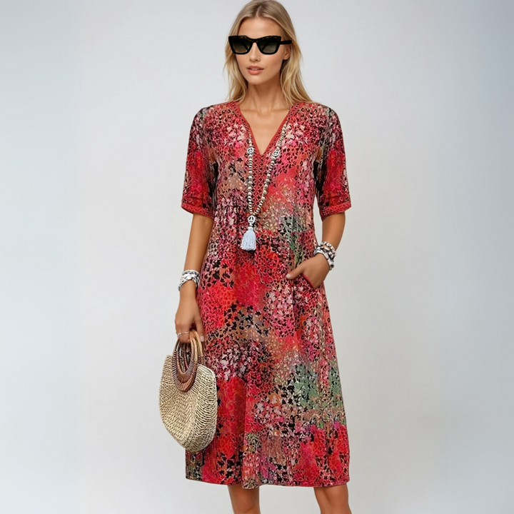 Kvinne Boho Chic Midt-lengde Kjole