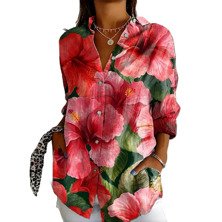 Dame Vintage Bluse i Fargerikt Design