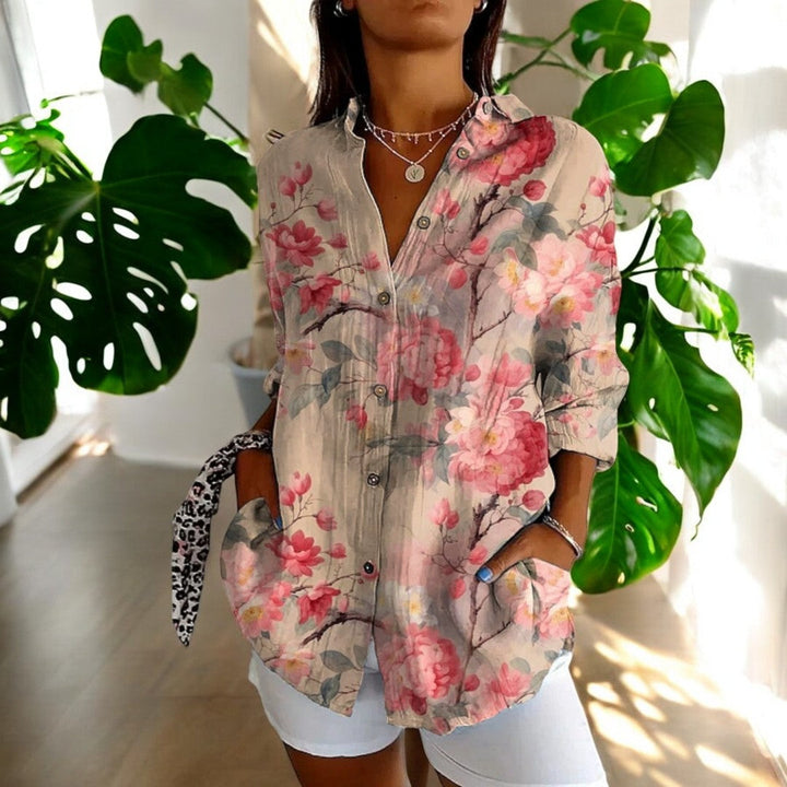 Dame Vintage Bluse i Fargerikt Design