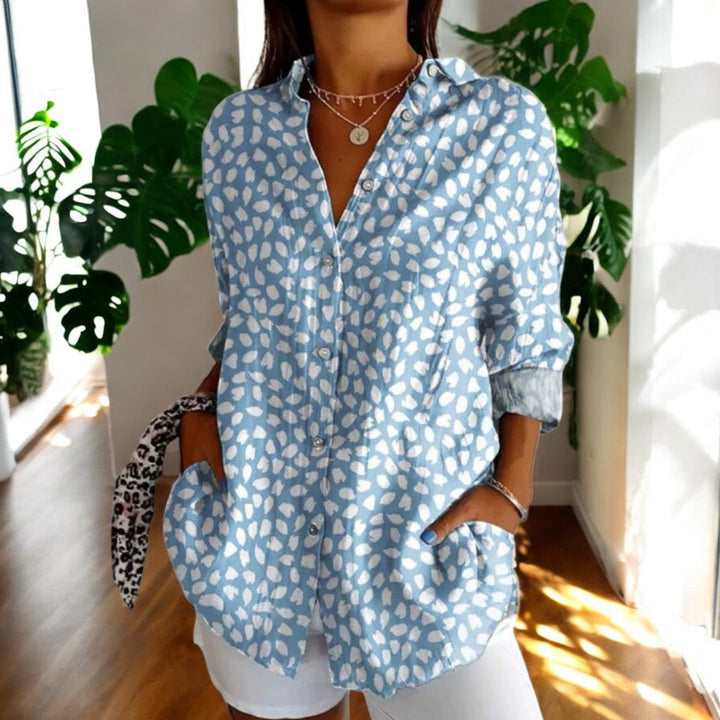 Dame Vintage Bluse i Fargerikt Design