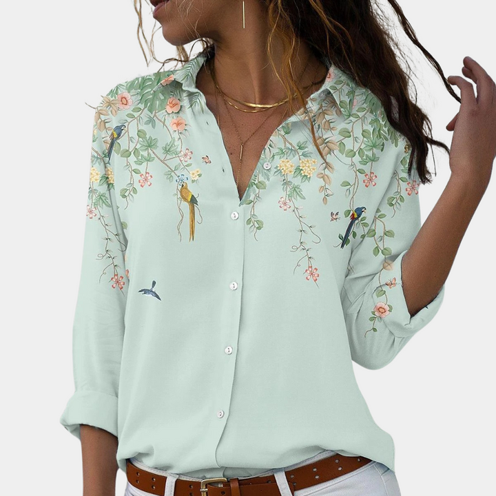 Bluse - Blomstrete Sommerbluse for Kvinner