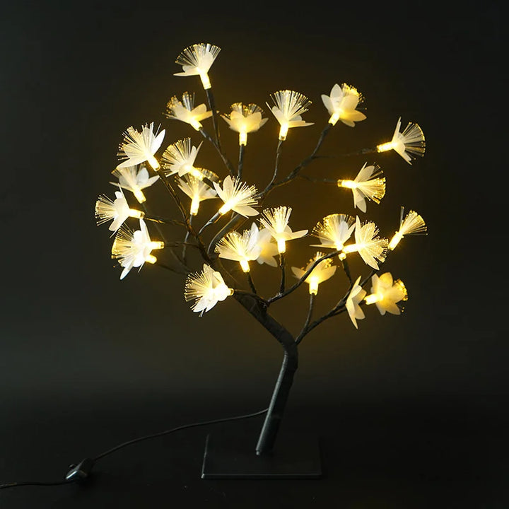 Bjørk Fiberoptisk Blomsterlampe - Elegant Design | USB &amp; Batteri