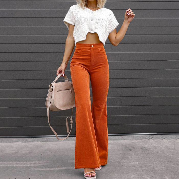 Pantalones acampanados de mujer de cintura alta y corte clásico