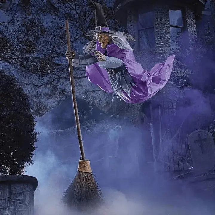Flygende Heks Halloween Dekorasjon med Lyd og Lys