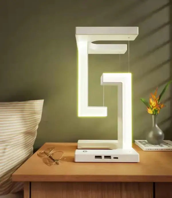 Tensegrity LED Bordlampe – Futurisk Lys med Trådløs Lading