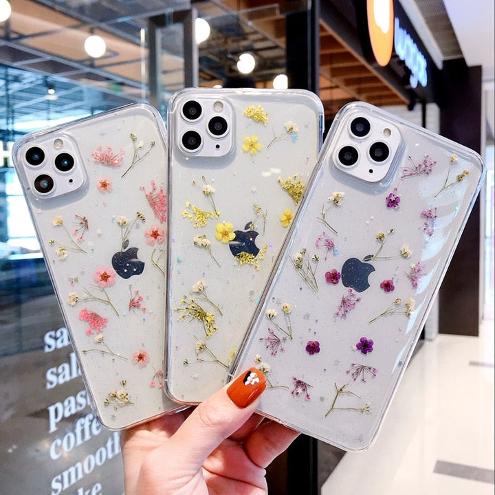 Gjennomsiktig Blomster iPhone-deksel – Eleganse og Beskyttelse
