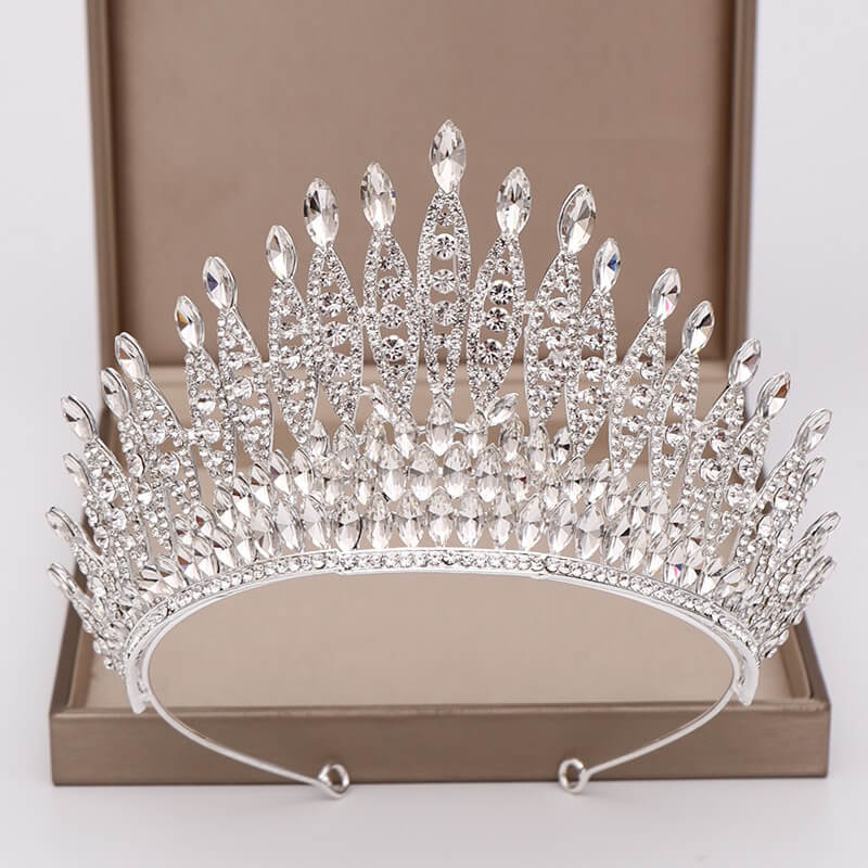 Glittrende Krystall Kongekrone Tiara for Kvinner