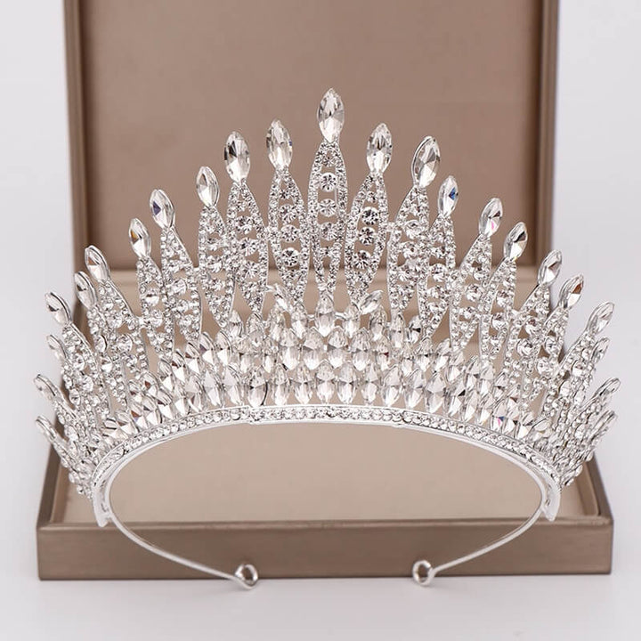 Glittrende Krystall Kongekrone Tiara for Kvinner