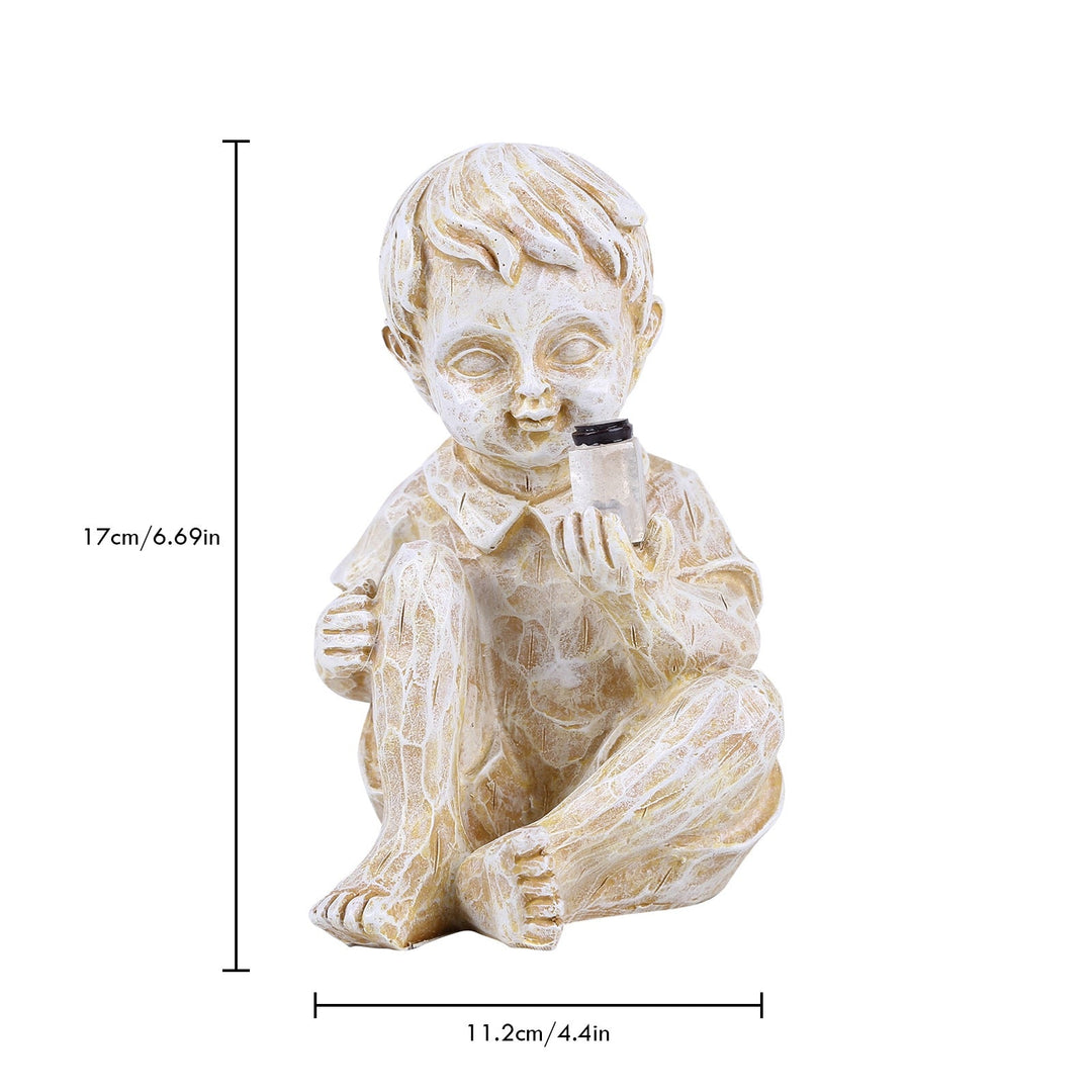 Solcelle hagestatue: Jente med ildfluer, 22.5 cm