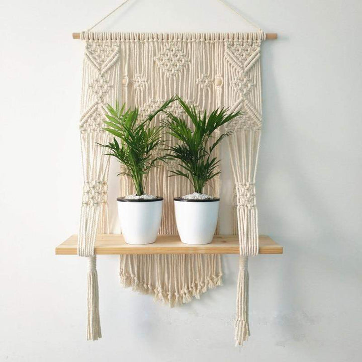 Hengende Macramé Vegghylle – Boho Interiørdekor