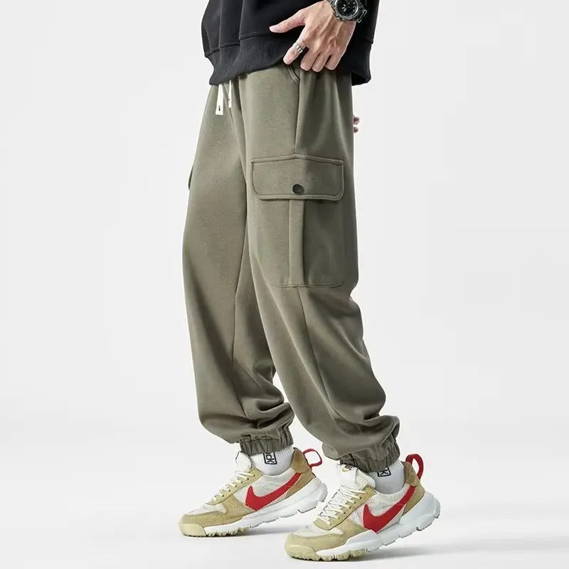 Herre Cargo Sweatpants med Elastisk Midje for Komfort