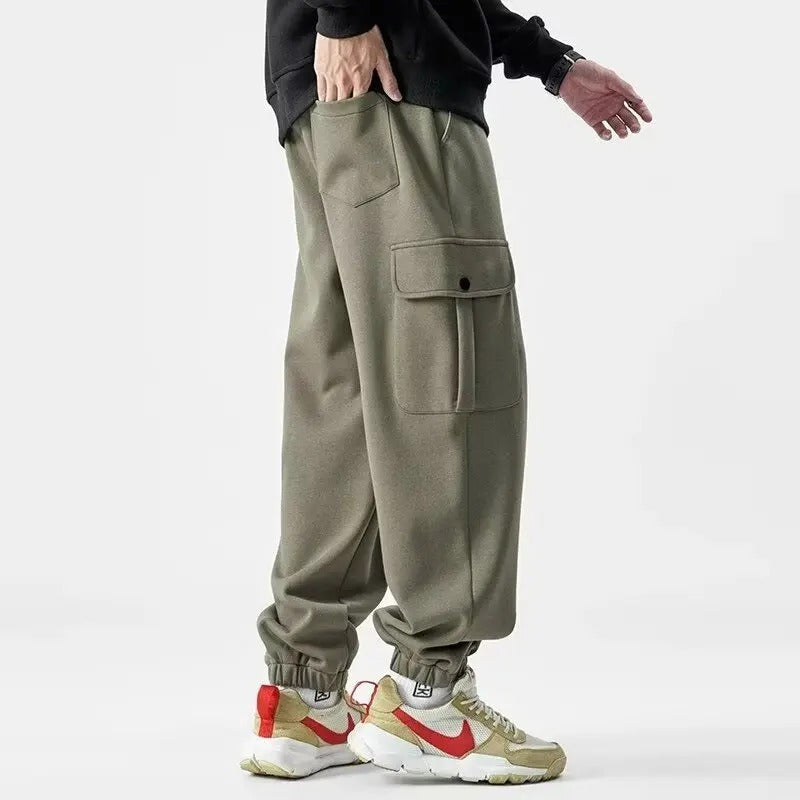 Herre Cargo Sweatpants med Elastisk Midje for Komfort