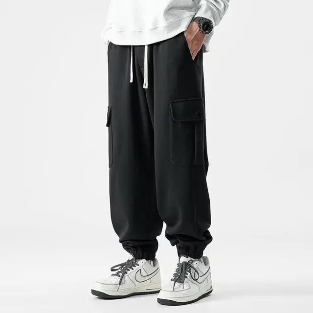 Herre Cargo Sweatpants med Elastisk Midje for Komfort
