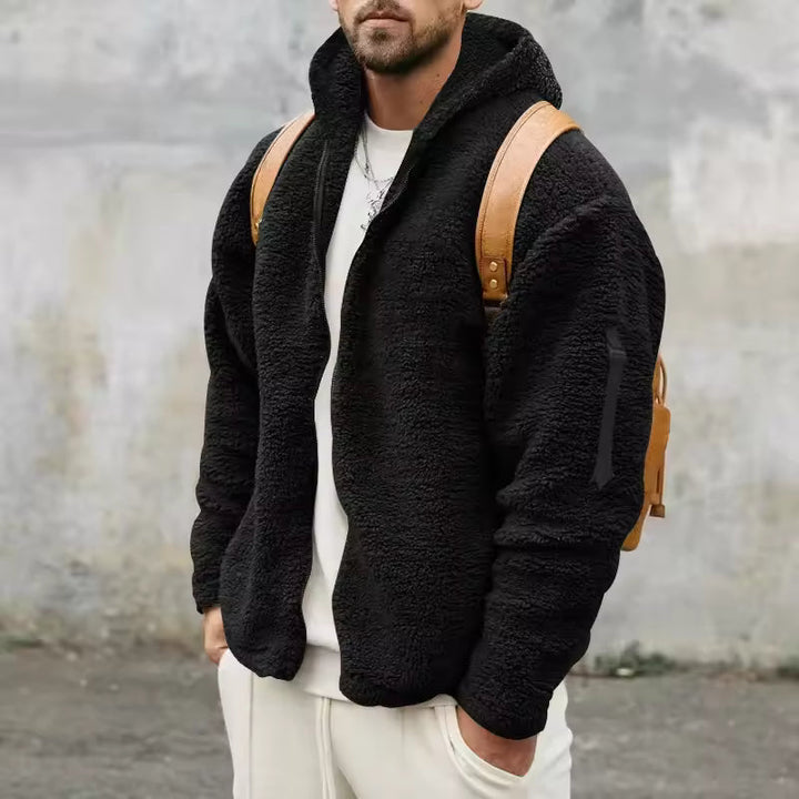 Herre Fleecejakke med Hette – Komfort i Oversized Passform