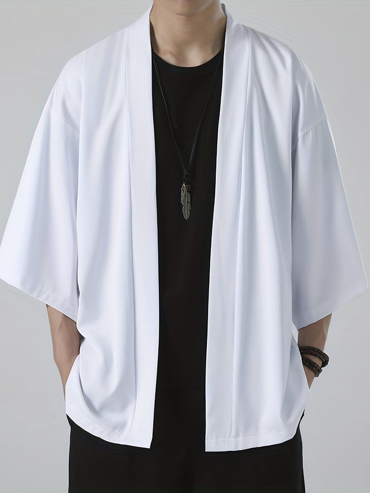 Herre Kimono i Japansk Stil med Åpen Front
