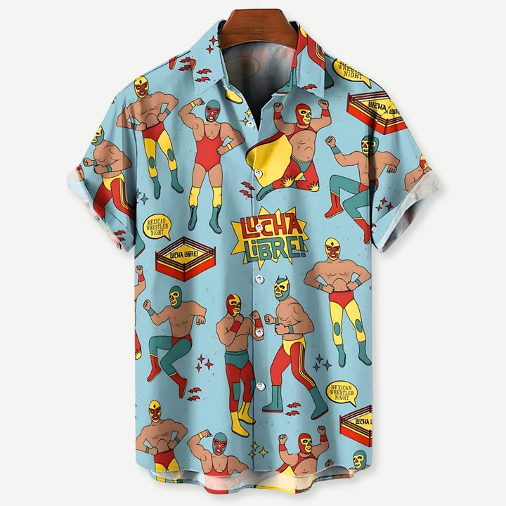 Herre Lucha Libre Skjorte – Lett &amp; Livlig Stil
