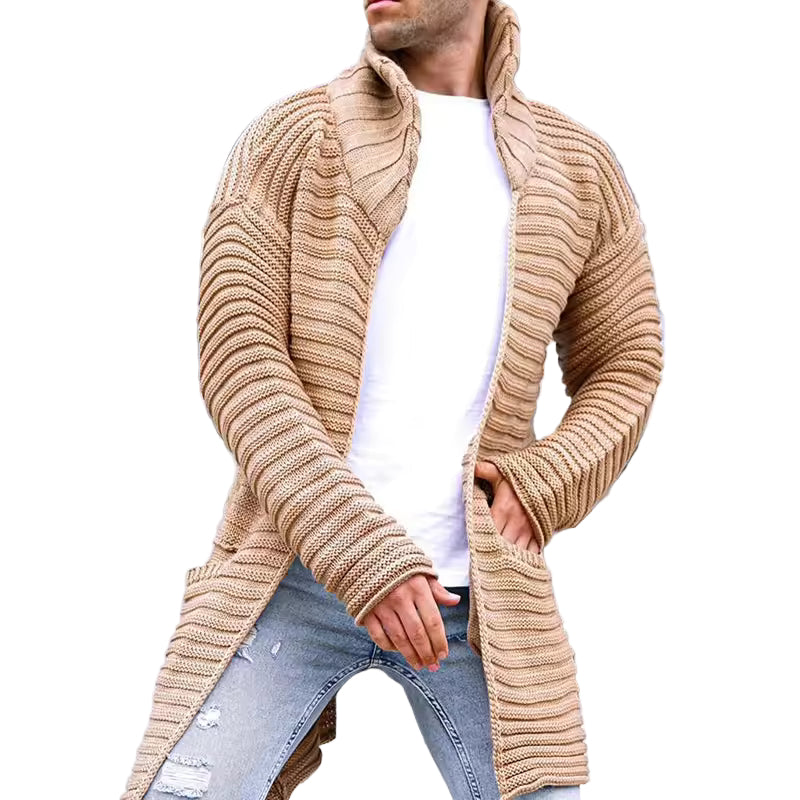 Herre Oversized Cardigan med Turtleneck