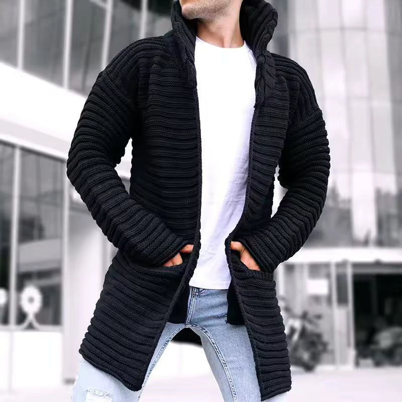Herre Oversized Cardigan med Turtleneck