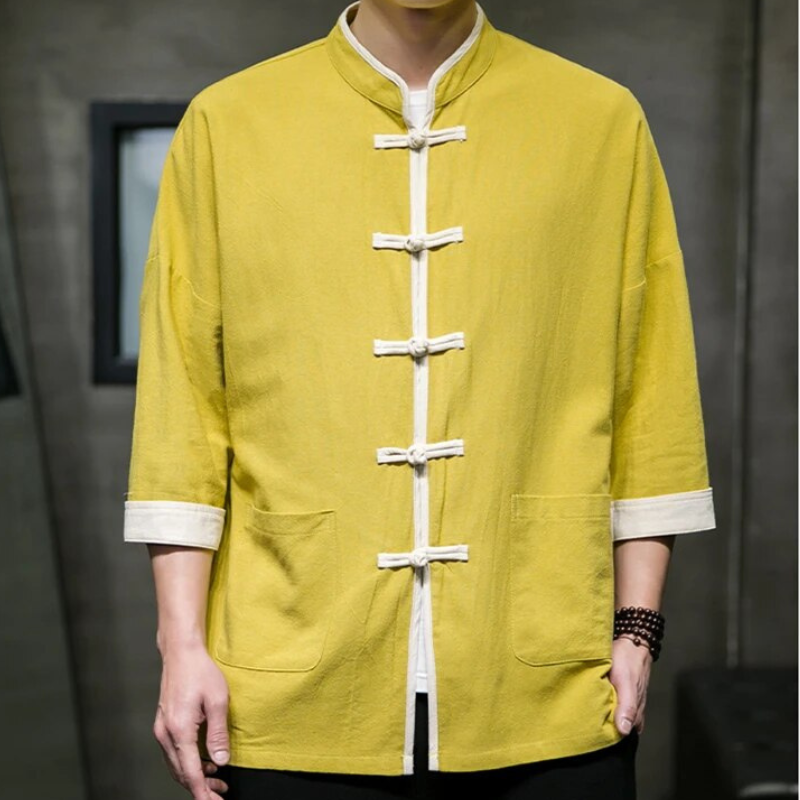 Herre Overskjorte i Japansk Stil – Uformell og Trendy