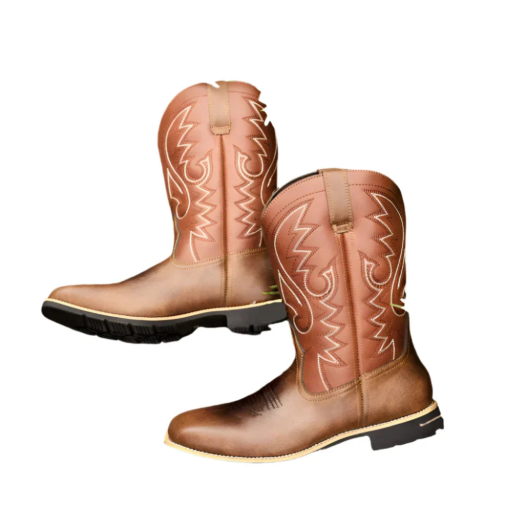 Herre Retro Høye Cowboyboots med Broderte Detaljer
