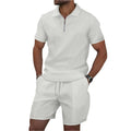 Herre Waffle Zip-Up Sommersett – Perfekt for Varmere Dager
