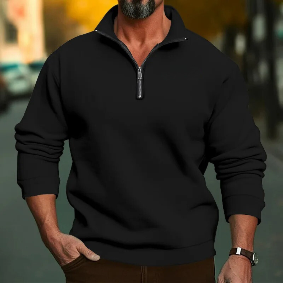 Herre Sweatshirt med Halv Glidelås &amp; Ståkrage – Komfortabel &amp; Stilfull