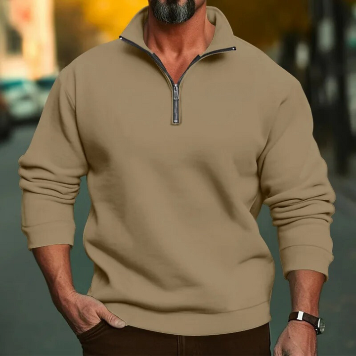 Herre Sweatshirt med Halv Glidelås &amp; Ståkrage – Komfortabel &amp; Stilfull