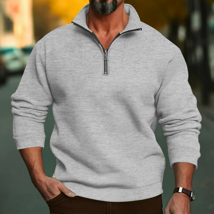 Herre Sweatshirt med Halv Glidelås &amp; Ståkrage – Komfortabel &amp; Stilfull