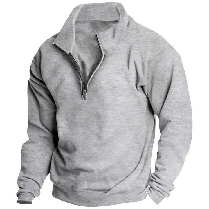 Herre Sweatshirt med Halv Glidelås &amp; Ståkrage – Komfortabel &amp; Stilfull