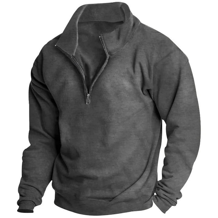 Herre Sweatshirt med Halv Glidelås &amp; Ståkrage – Komfortabel &amp; Stilfull