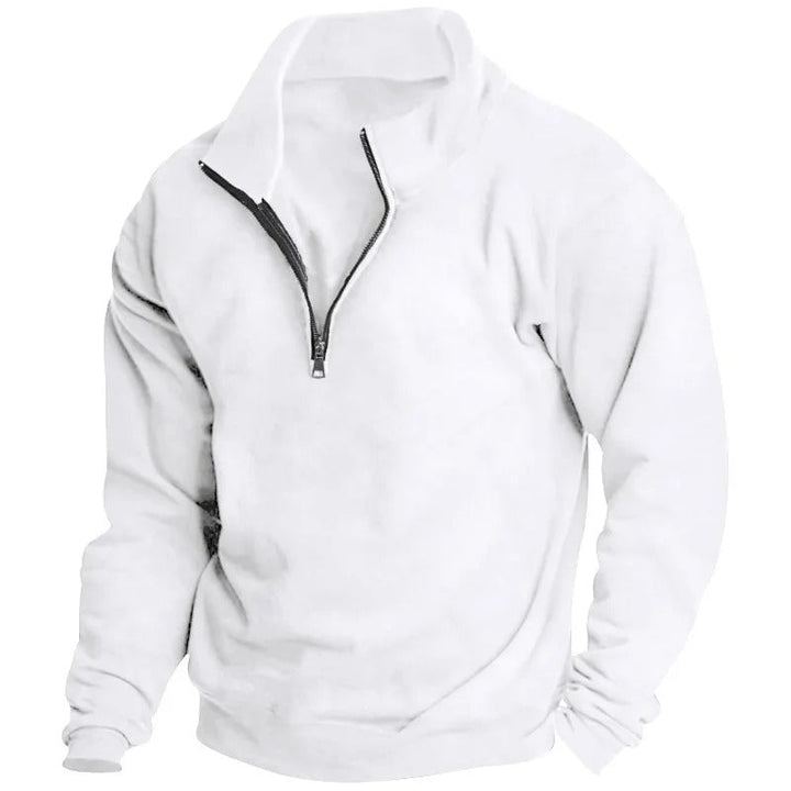 Herre Sweatshirt med Halv Glidelås &amp; Ståkrage – Komfortabel &amp; Stilfull