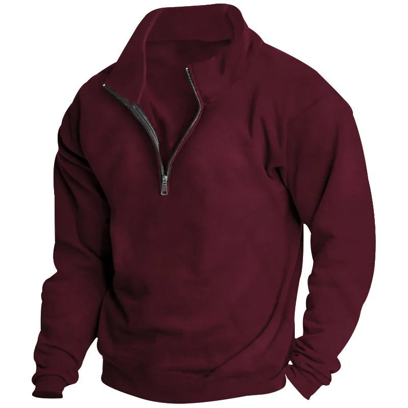 Herre Sweatshirt med Halv Glidelås &amp; Ståkrage – Komfortabel &amp; Stilfull