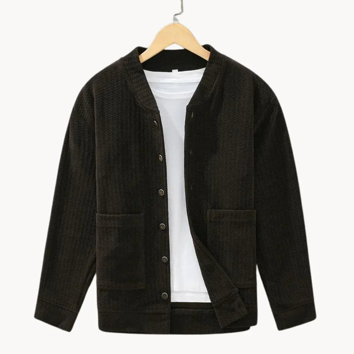 Herre Teksturert Strikkecardigan – Moderne Stil