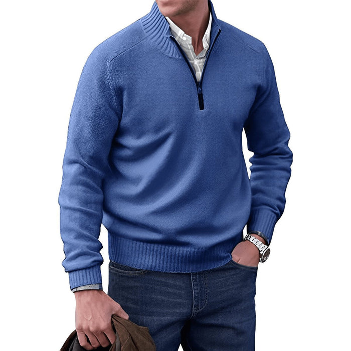 Herren-Strickpullover mit kurzem Reißverschluss und normaler Passform
