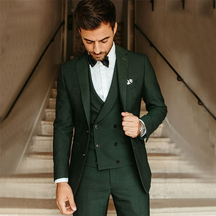 Herres 3-delt Formell Drakt med Blazer, Vest og Bukser