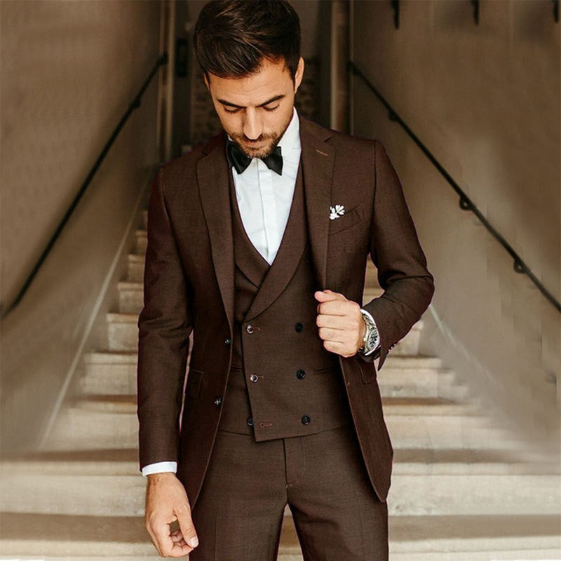 Herres 3-delt Formell Drakt med Blazer, Vest og Bukser