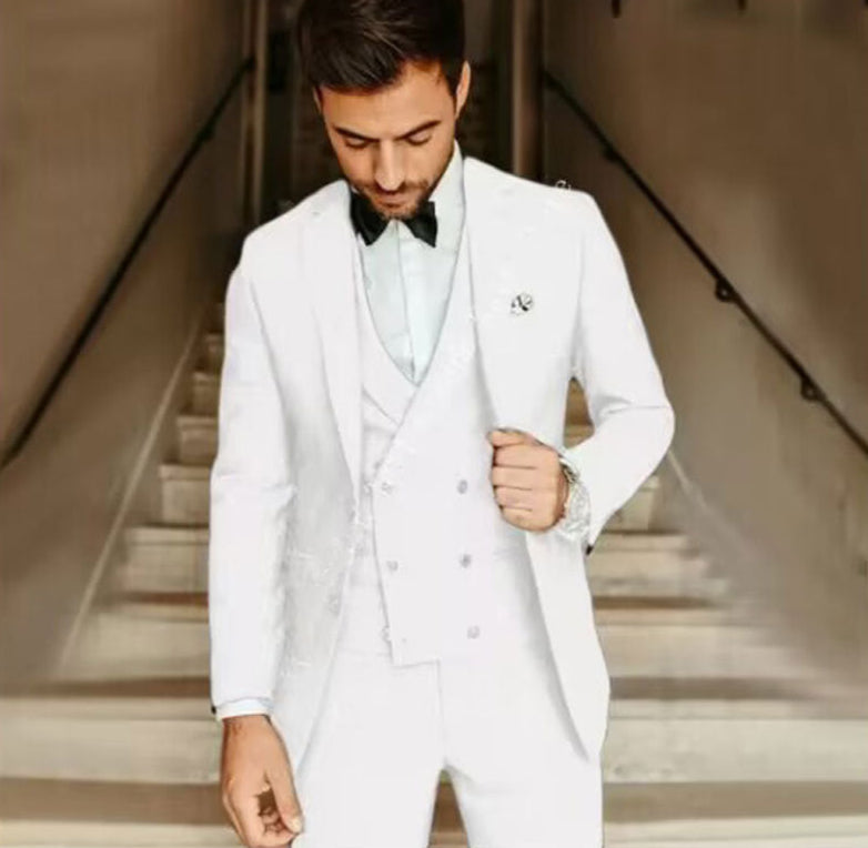 Herres 3-delt Formell Drakt med Blazer, Vest og Bukser