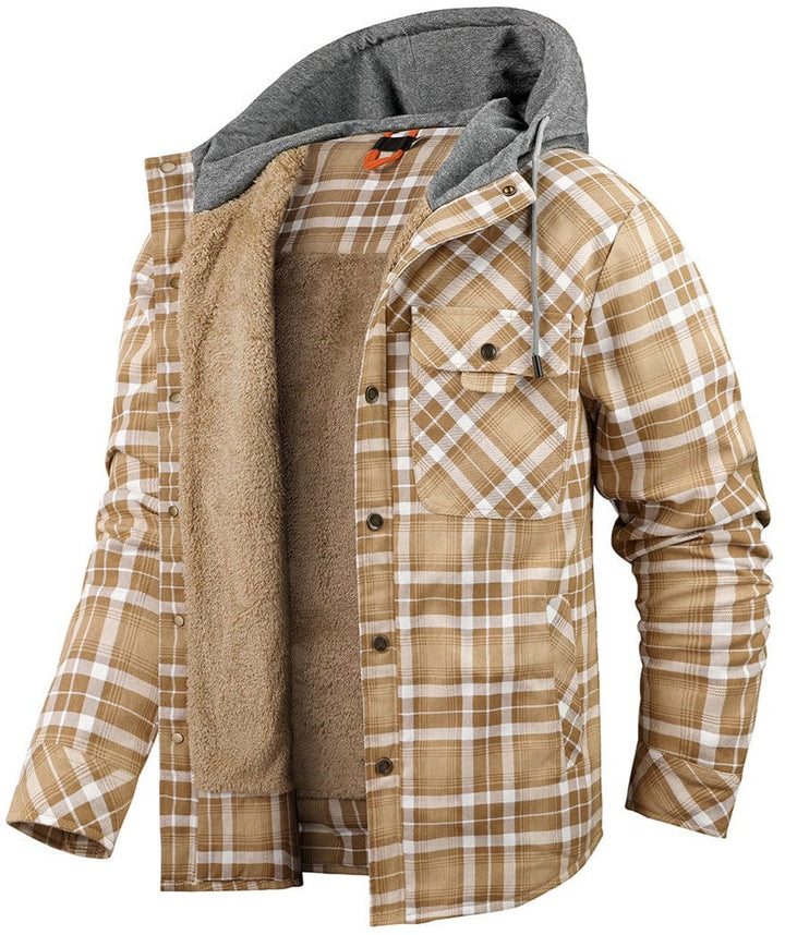 Herres Flanell Hettejakke med Mykt Fôr